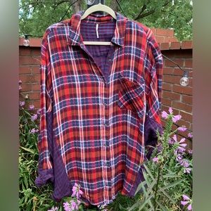 Free People oversize flannel shirt